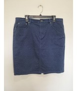 Lauren Jeans Co Ralph Lauren Denim Jean Skirt Womens 14 Blue Mini Polka Dot - $20.85