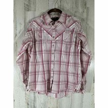 Ariat Womens Pearl Snap Long Sleeve Shirt Size Large Pink Plaid Western Cowgirl - £19.44 GBP