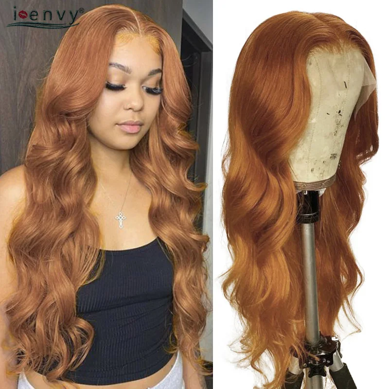 13X6 Ginger Blonde Lace Front Human Hair Wigs 13x4 Body Wave Transparent HD La - £300.23 GBP