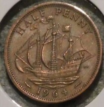 1964 British UK Half Penny coin Rest in peace Queen Elizabeth II Age 59 ... - $2.59