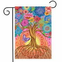Tree Of Life Inspirational Garden Flag Spring Floral Butterfly 12.5&quot; X 18&quot; - £16.07 GBP