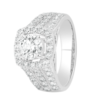 2.60 Carat Lab Grown Diamond Halo Engagement Ring 14K White Gold Women VVS-VS-FG - £1,385.75 GBP