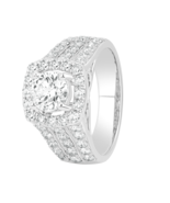 2.60 Carat Lab Grown Diamond Halo Engagement Ring 14K White Gold Women V... - £1,392.69 GBP