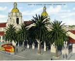 Santa Fe Station &amp; Train San Diego California Linen Postcard - $9.90