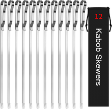 Kabob Skewers 17" Stainless Steel Long BBQ Barbecue Skewers, Set of 12 w... - $23.44