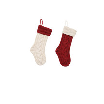 Sweater Knit Christmas Stockings 18&quot; Soft Red White 2 Pack - £17.30 GBP