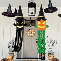 Halloween Decorations Lights, 2PCS LED Pumpkin and Bat Windsock Hanging Decor - £10.91 GBP