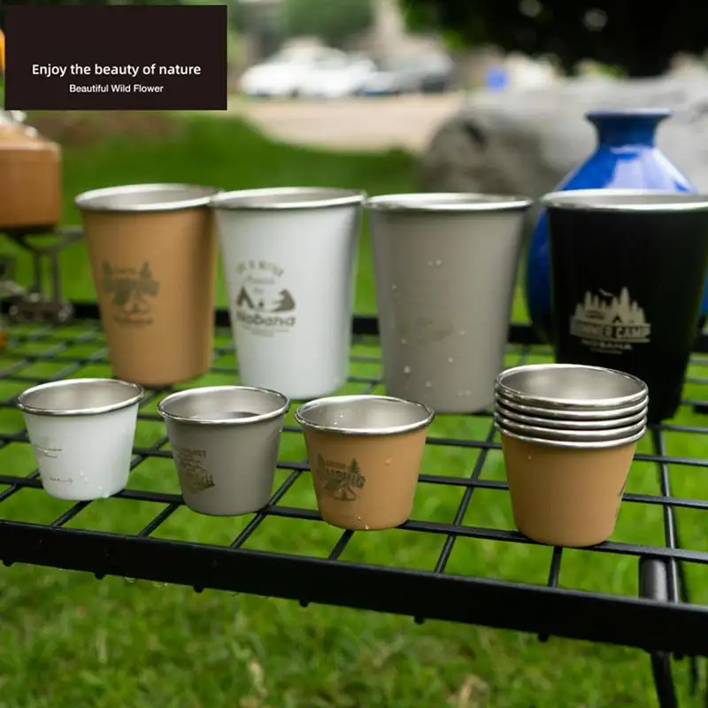 50ml Mini Outdoor Cup Set 304 Stainless Steel Camping Hiking Picnic Water Tea - £8.30 GBP+
