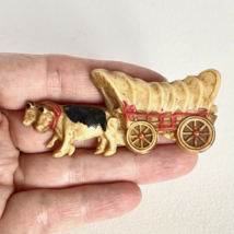 c1940 Celluloid Oxen Pulling Covered Wagon Hook Back Latch Vintage Brooc... - $21.95