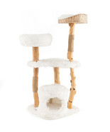 Solid Wood Cat Tower with Top Cattail Basket Cat Bed for Indoor Cats-White - $293.54