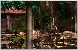 Hotel El Mirasol Patio Santa Barbara Ca Mano Colorato Fototipia Cartolina J9 - £11.38 GBP