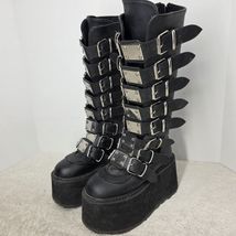 DEMONIA DAMNED 318 Punk Gothic Black Platform Buckles Women's Knee Boots - $59.39