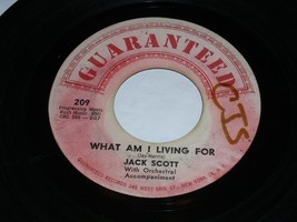 Jack Scott What Am I Living For Indiana Waltz 45 Rpm Record Vinyl Guaran... - $7.99