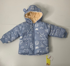 Zhiai Baobei NWT 3T Zoo Animal zip up blue hooded Fleece Lined puffer ja... - $13.95