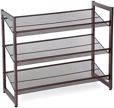 Songmics 3-Tier Shoe Rack Storage, Metal Mesh, Flat Or Angled, Bronze Ulmr03A - £35.96 GBP