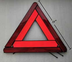 LARGE (17&quot;) advance warning triangle reflector safety hazard road sign kit +case - £7.98 GBP