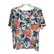 Alfred Dunner Women’s Size L Short Sleeve Floral Top – Multicolor Print ... - $16.20