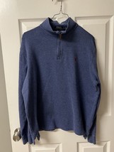 Polo Ralph Lauren Estate Rib Blue 1/4 Zip Pullover Sweater Size Medium - $20.00