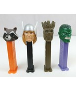 Vintage Lot of 4 Superhero Pez Dispensers Groot, Rocket, Thor, &amp; Hulk - $12.60