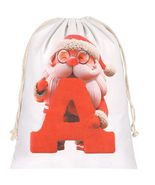 CCINEE Canvas Santa Sack 27x20in Red Drawstring Personalized Letter A - $211.24 MXN