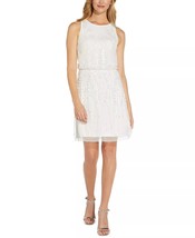 Adrianna Papell Embellished Blouson Dress Ivory Size 4 $249 - $88.11