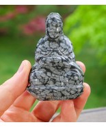 Snowflake Obsidian Crystal Gemstone Carved Guanyin Buddha Statue Figurin... - $1,016.38 MXN