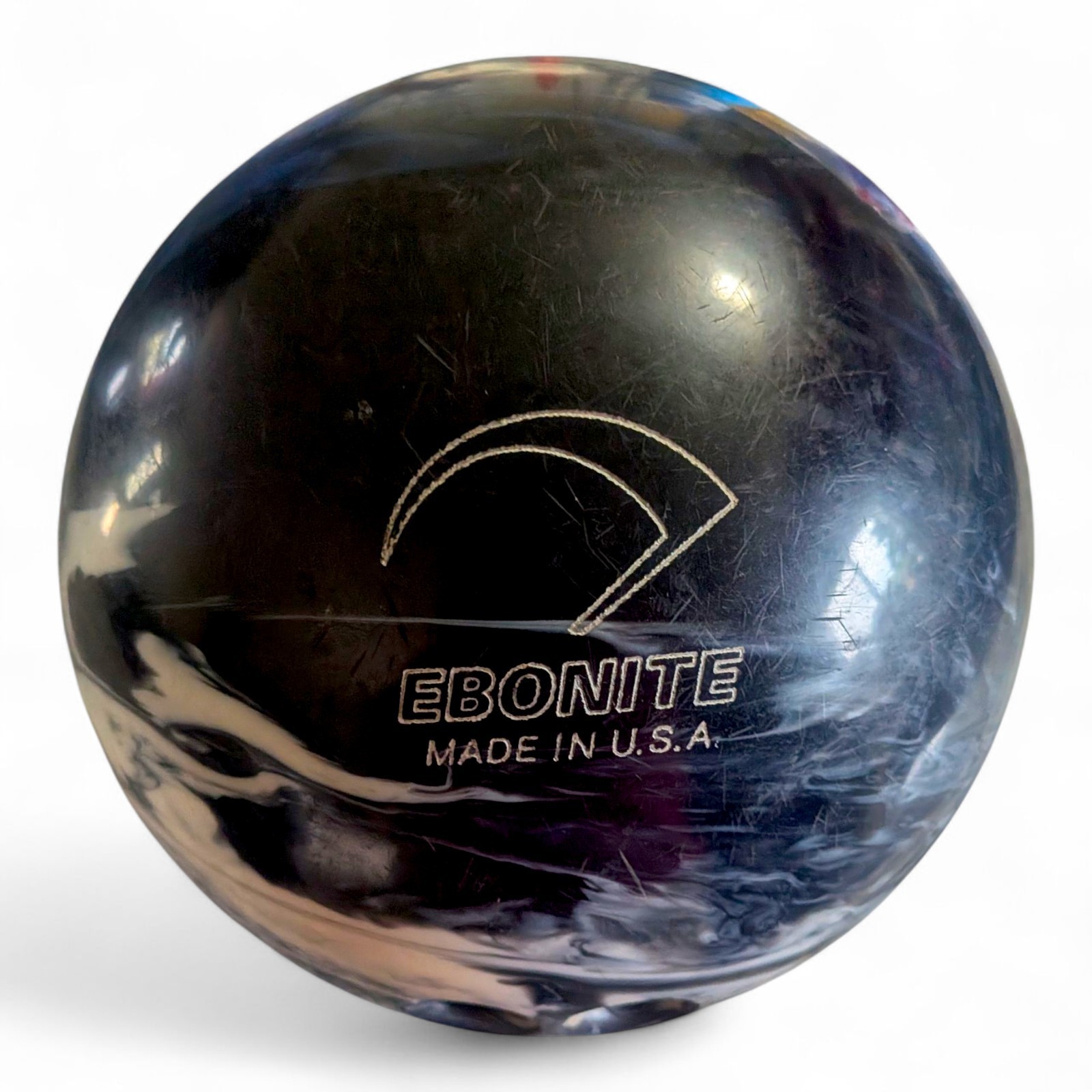 VTG Ebonite Zoom Glow 10 LB Bowling Ball Blue Black White Swirl Made in USA Item image 6