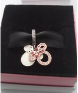 925 Sterling Silver Minnie Mouse Silhouette Double Dangle Charm - $39.99