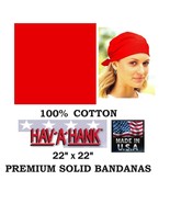 USA MADE Hav-A-Hank RED SOLID 22&quot; BANDANA Head Wrap Neck Face Mask Scarf... - €5,59 EUR