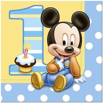 Disney Mickey Mouse 1st Birthday Party Lunch Dinner Napkins 16 Per Package NEW - £5.49 GBP