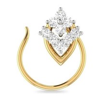 Beautiful 14K Yellow Gold Plated Round Cut Lab-Created Moissanite Pin Ring - £38.85 GBP
