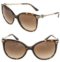 BVLGARI COIN Brown Havana Gold Jewel Strass Logo Cat Sunglasses BV8201B 8201 - £302.78 GBP