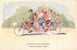 Ziehier De Famille Jeep~Family Riding On Tandem BICYCLE-FAHRRAD-POSTCARD - £4.44 GBP