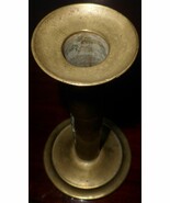 ANTIQUE ADJUSTABLE PLATFORM BRASS CANDLESTICK HOLDER. - $53.52 CAD