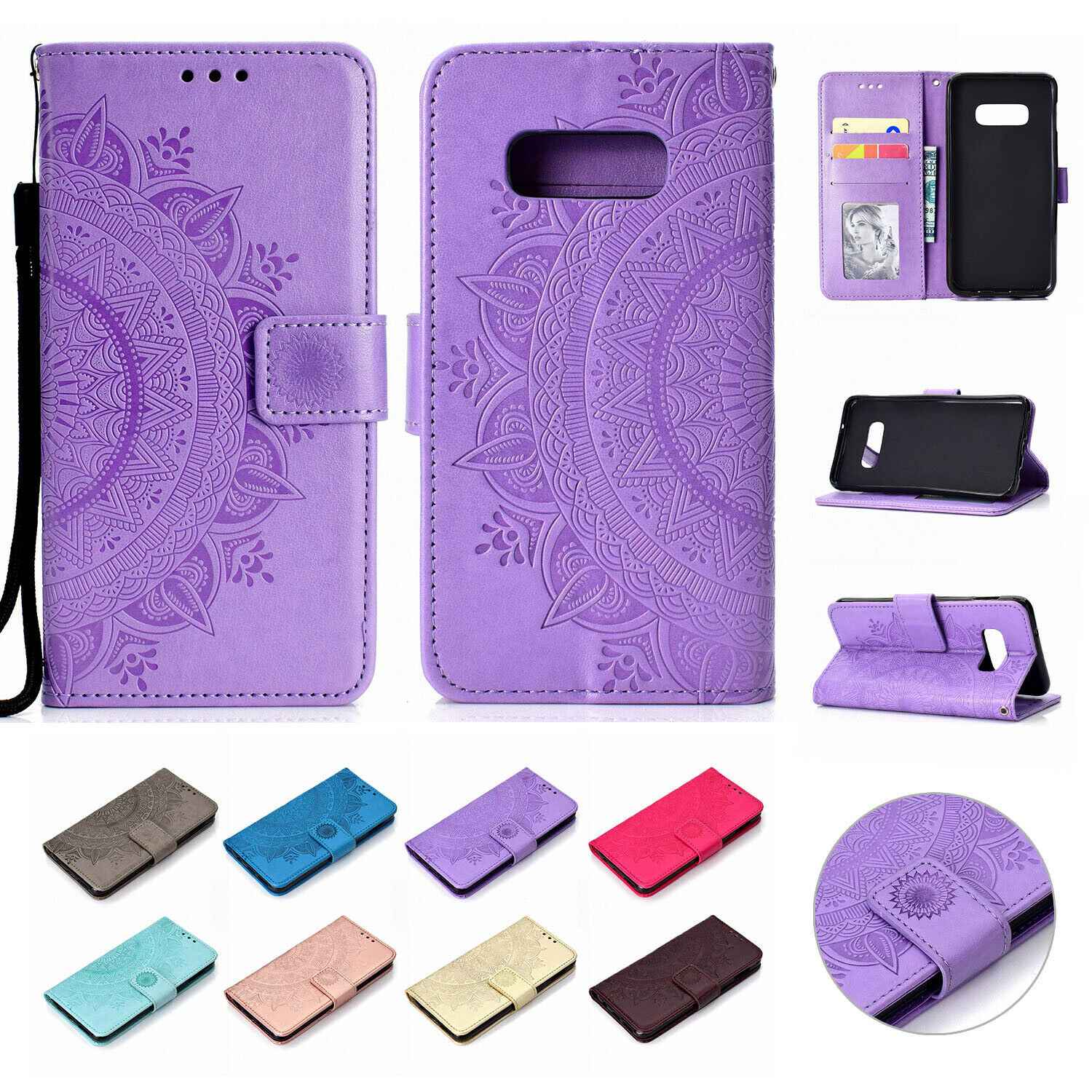 Retro Leather Wallet Case Card Flip Cover For Samsung Note 9/S10e/S10+ S9/S8 S7
