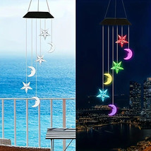 Solar Powered Stars and Moon Color Changing Wind Chime Decorative Light - £9.12 GBP