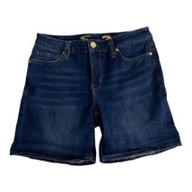 Seven7 Womens Shorts Adult Size 6 Dark Wash 7&quot; Inseam Stretch Blue Denim - £16.72 GBP