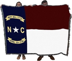 Blanket With The State Flag Of North Carolina Woven From Cotton And Produced In - £61.32 GBP