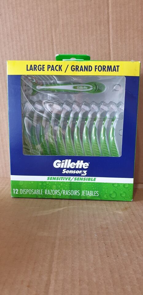 Gillette Sensor3 Sensitive Disposable Razors Large Pk, 12 Ct, Green/White Handle - $18.23