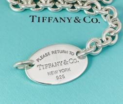 18 inch Return To Tiffany Oval Tag Necklace Choker Large Pendant NEW VERSION - £518.78 GBP