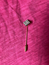 Vintage Unsigned Gold Tone Rhinestone Encrusted Square Stick Pin - £18.38 GBP