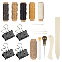 Set Of 20 Bookbinding Tools, Bone Folder Creaser Waxed Linen Thread Wood Handle  - £20.17 GBP