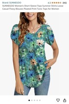 Womens XL Tunic Top Floral Green Blue Rounded Hem Soft Feminine Flowy New - $282.39 MXN
