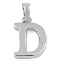 Block Letter Initial D Pendant Necklace Solid 925 Sterling Silver - £13.42 GBP