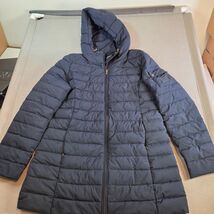 Lauren Ralph Lauren Women’s Long Hooded Puffer Coat Jacket Navy Size Large - $671.20 MXN