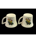 Vintage Bells &amp; Holly Berries Coffee Cup Holiday Mug Christmas Yellow Be... - £28.67 GBP