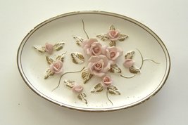 Vintage Lefton Pink Rose Porcelian Wall Hanging - £18.00 GBP