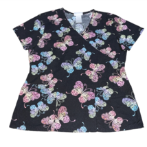 SB Scrubs Black Rainbow Butterfly Scrub Top Shirt Size S Small Nurse Vet Xray - £12.63 GBP