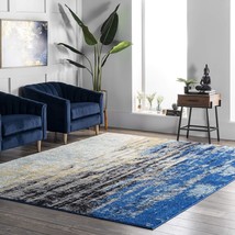 5&#39; X 7&#39; 5&quot; Blue Nuloom Waterfall Vintage Abstract Area Rug. - £40.75 GBP
