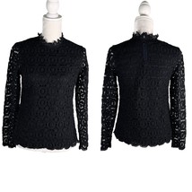 J. McLaughlin Loni Lace Top Small Long Sleeve Black Crochet - £27.65 GBP